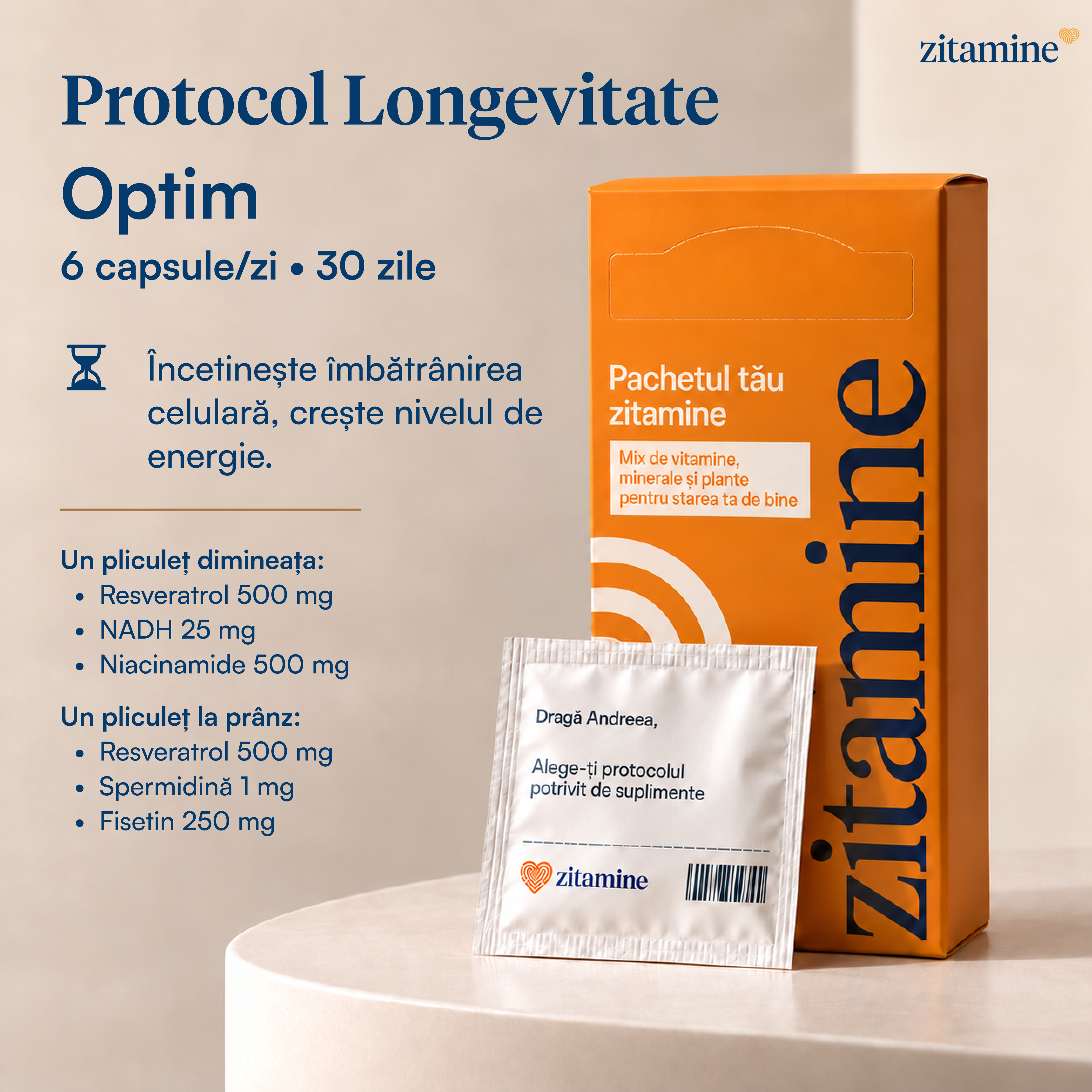 Protocol Longevitate Optim • 6 suplimente/zi × 30 zile