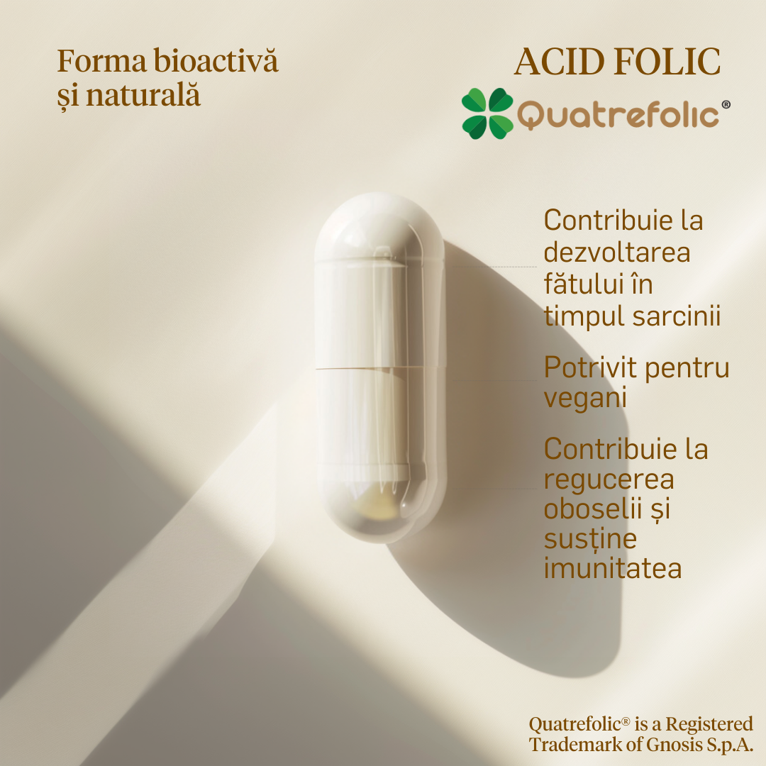 Folat activ - Acid Folic Quatrefolic® 800 mcg (5-MTHF)