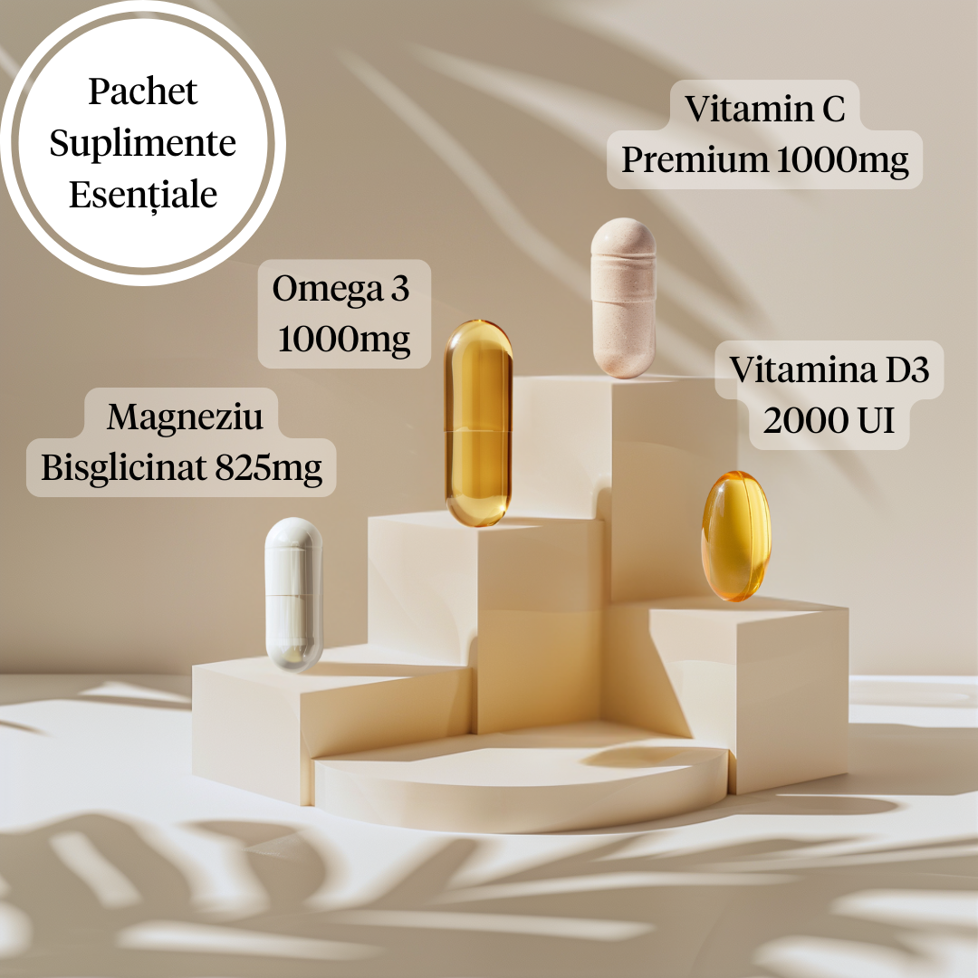 Pachet Suplimente Esențiale (Vitamina C, Omega3, D3, Magneziu)
