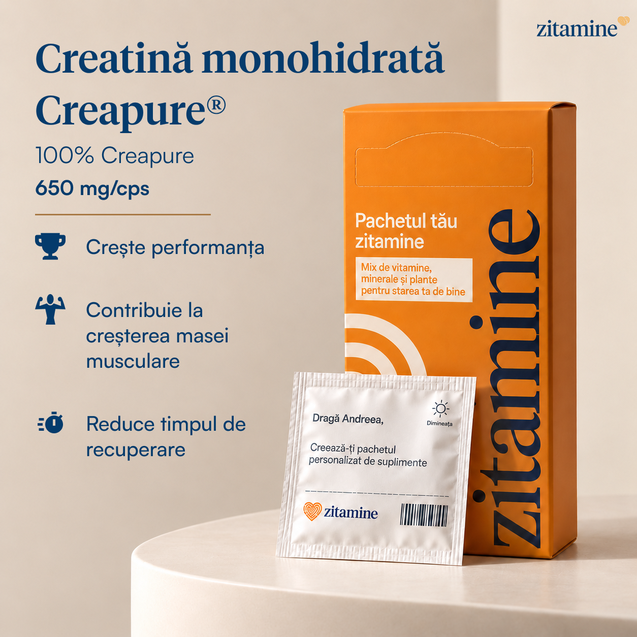Creatină monohidrată Creapure® 650 mg