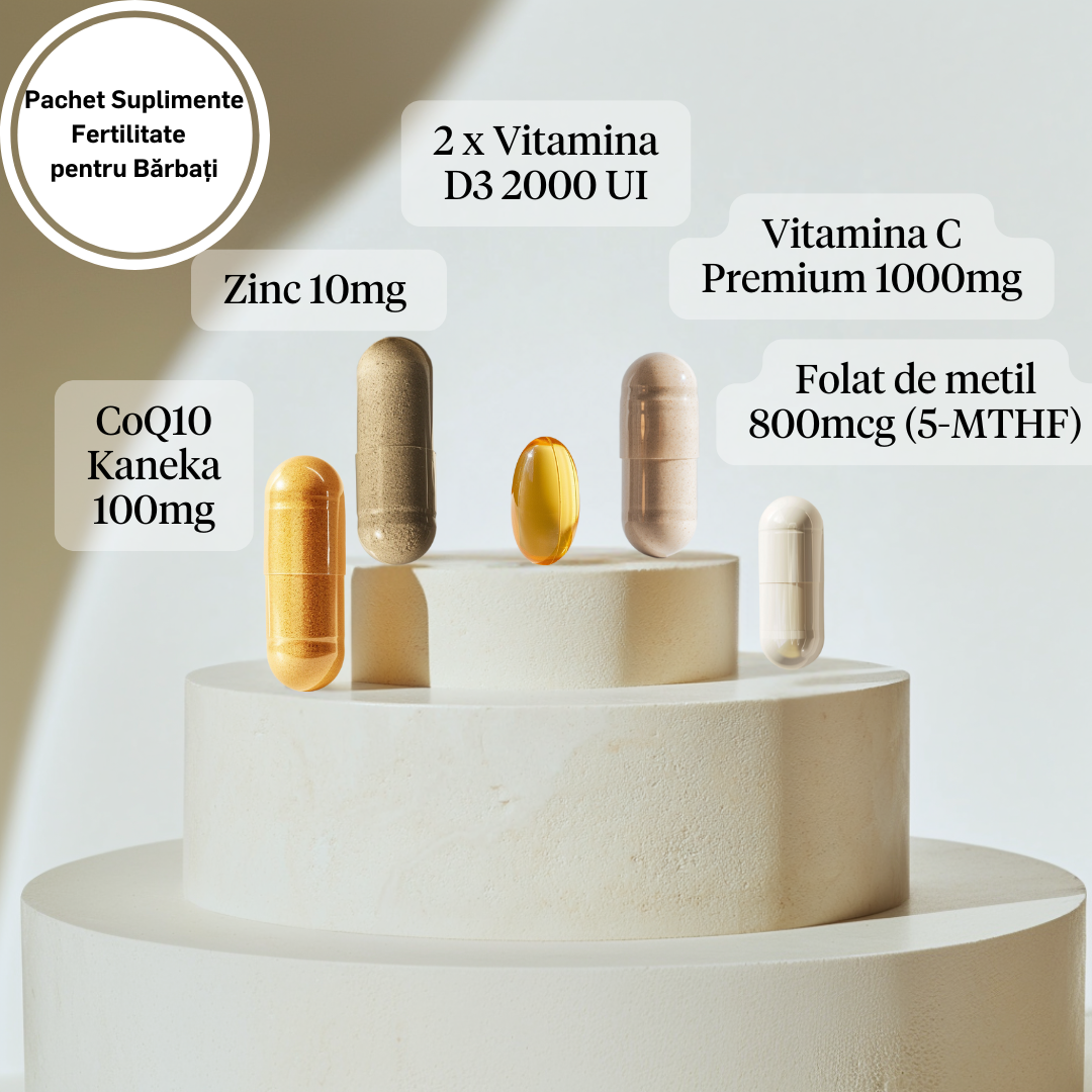 Pachet Suplimente Fertilitate pentru Bărbați cu Folat de Metil 800mcg