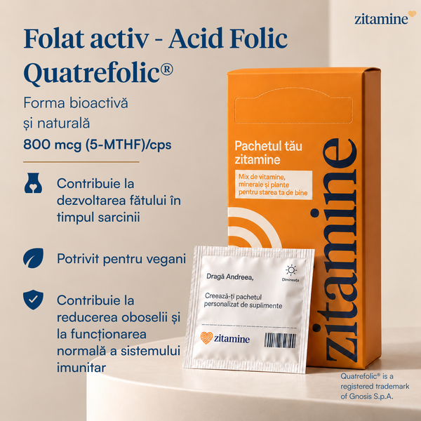 Folat activ - Acid Folic Quatrefolic® 800 mcg (5-MTHF)