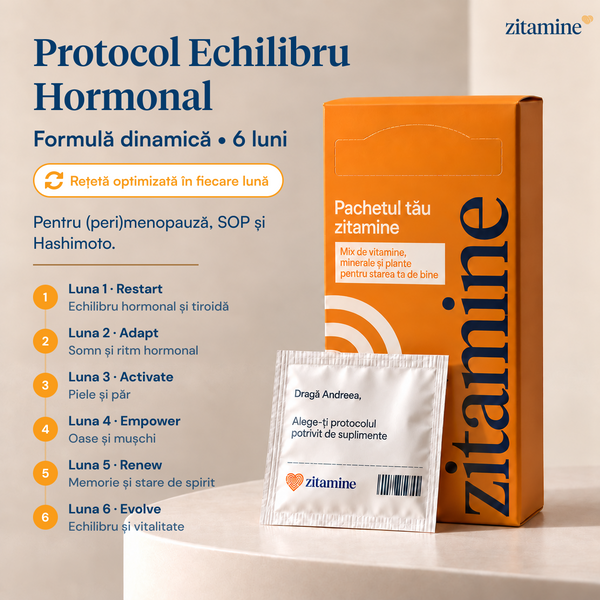 Protocol Echilibru Hormonal ((peri)menopauza, Sop, Hashimoto) • Rețetă dinamică, optimizată lunar • 180 zile
