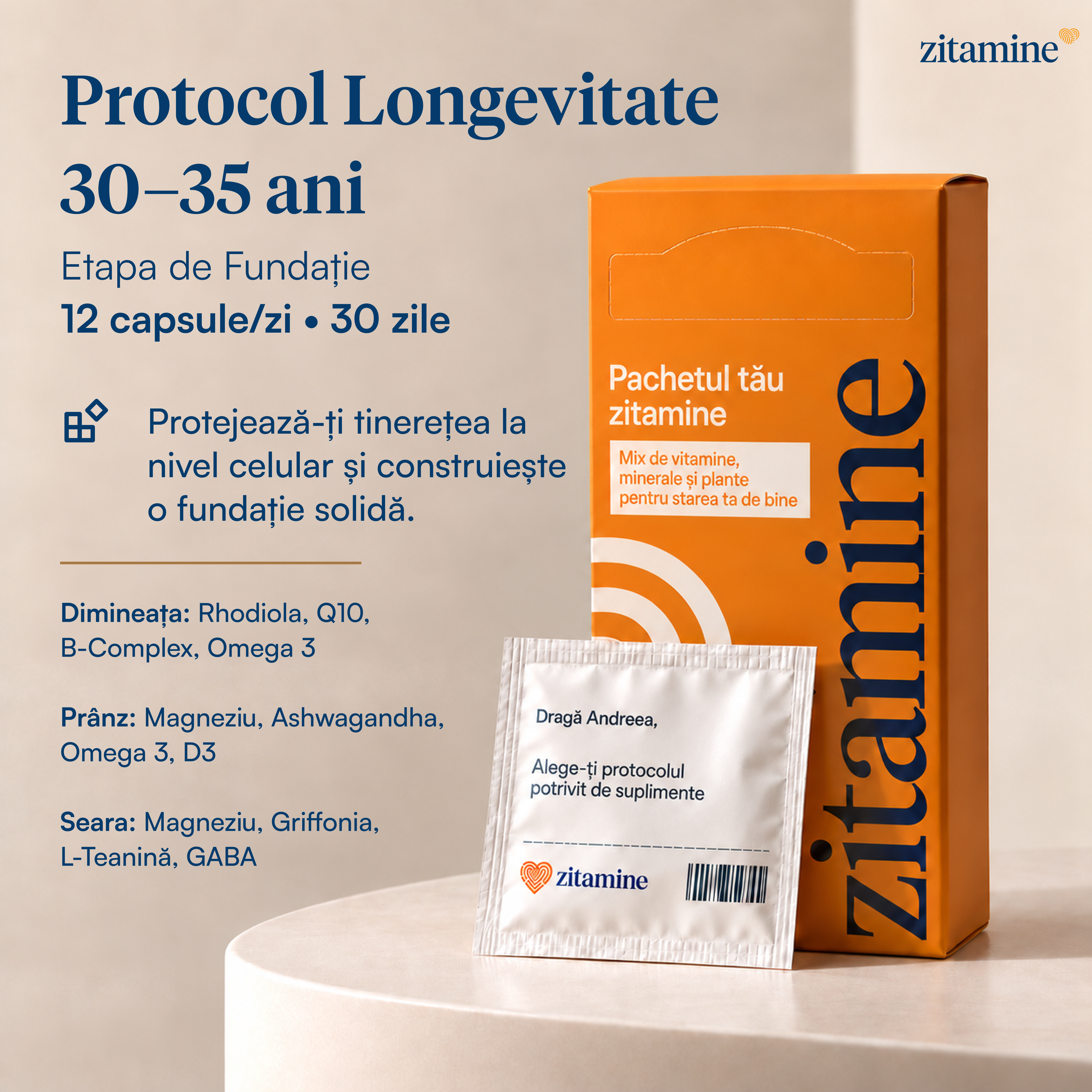 Protocol Longevitate 30–35 Ani: Etapa de Fundație • 12 suplimente/zi • 30 zile