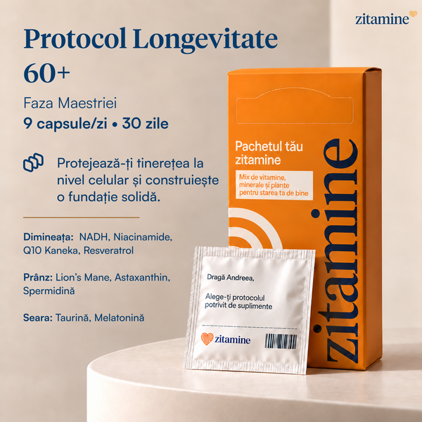 Protocol Longevitate 60+ • Faza Maestriei • 9 suplimente/zi • 30 zile
