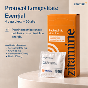 Protocol Longevitate Esențial • 4 suplimente/zi × 30 zile