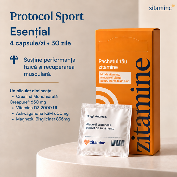 Protocol Sport • Esențial • 4 suplimente/zi • 30 zile