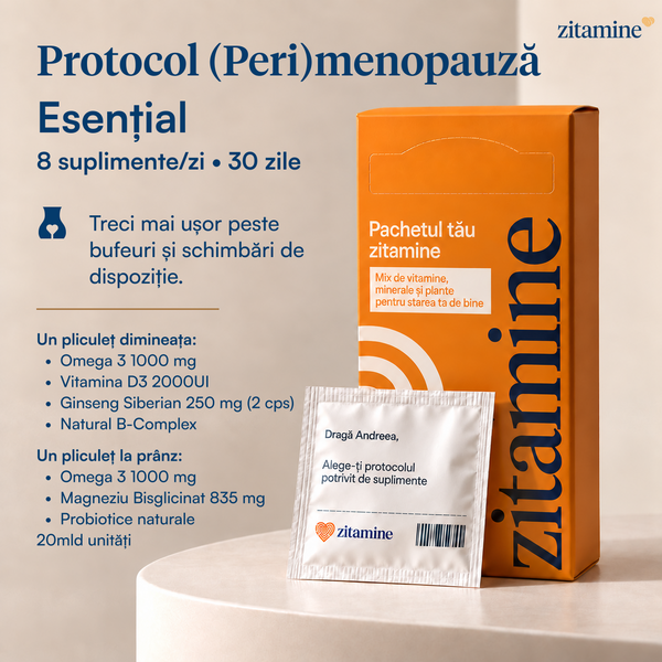 Protocol Perimenopauză & Menopauză Esențial • 8 suplimente/zi • 30 zile